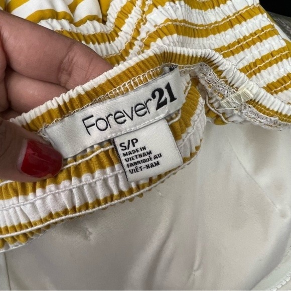 F21 Striped Pin Up Padded Pin Up Built iN Bra Mustard Striped Mini Dress Small - Picture 5 of 5